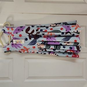 NWT Dot Dot Smile Blue purple and orange plants Tank Top Twirl Dress